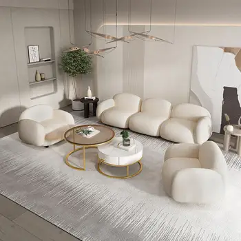 Скандинавская гостиная, креативный диван-ягненок, приемная, повседневный магазин одежды с тремя диванами, одноместный диван-кресло
