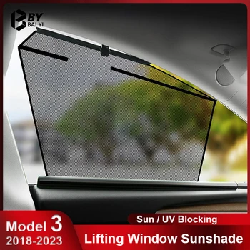 Для Tesla Модель 3 2018-2023, солнцезащитный козырек на Подъемное окно автомобиля, блокирующий ультрафиолетовое излучение, сетка на боковое окно автомобиля, солнцезащитный козырек, летняя защита лобового стекла