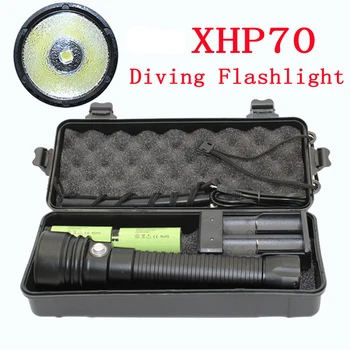 XHP70 Фонарик для Дайвинга 4000ЛМ Подводный фонарь XHP70.2 Светодиодный Водонепроницаемый Светильник + Батарея 26650 + Зарядное устройство