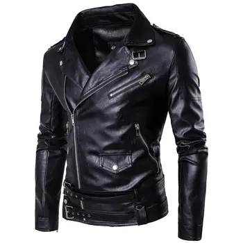 Приятный поп-дизайн, мотоциклетная кожаная куртка-бомбер, мужская осенняя куртка с отложным воротником, приталенная мужская кожаная куртка, пальто, плюс размер M-5XL