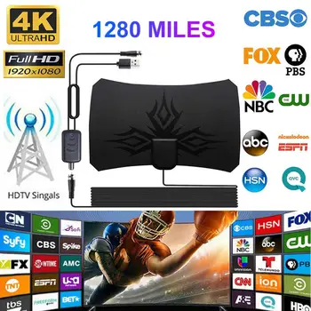 2020 Новая 1280 Миль 4K Цифровая HDTV Антенна с Коэффициентом усиления 28 дБ, Внутренняя Усиленная Антенна Для Трансляции местных каналов Life
