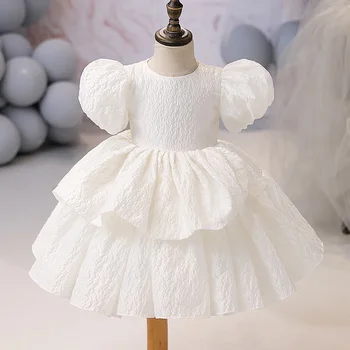 Платье для девочек, Платье 2022, Новый Французский Стиль, Белое, для Банкета на День рождения, для Годовалой девочки, Детское Вечернее платье, Vestido Primera Comunion