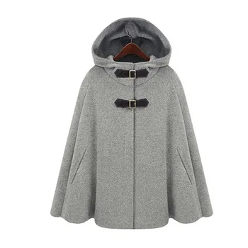 Осенне-зимняя Куртка, женские пальто, Кашемировая шерсть Fuax, Накидка С капюшоном, рукав 