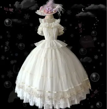Белое свадебное платье милой принцессы в стиле Лолиты, длинное платье JSK