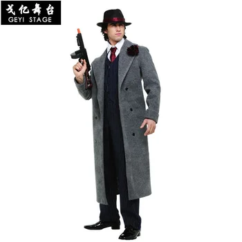 Потому Что взрослый мужской костюм мафии для представления на Хэллоуин, классический костюм гангстера, хладнокровного убийцы, детектива