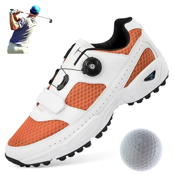 Новые летние мужские туфли для гольфа 2023, Удобная дышащая обувь для тренировок в гольфе, Размеры 40-46, Нескользящие мужские кроссовки для гольфа с гвоздями