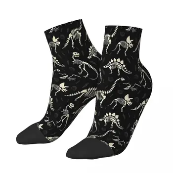 Окаменелости динозавров В черных носках на щиколотке, мужские И женские летние чулки с принтом