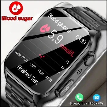 Смарт-часы ECG + PPG, Мужские Bluetooth-часы для звонков, Частота сердечных сокращений, Кровяное давление, Кислород в крови, Здоровье, контроль уровня сахара в крови, Умные часы